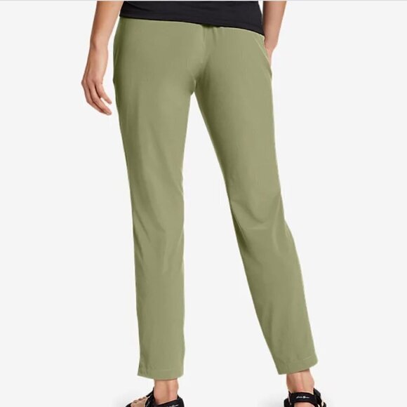 NEW Eddie Bauer Women's Pants Green Escapelite Slim Ankle Elastic Waist Large - Picture 4 of 12